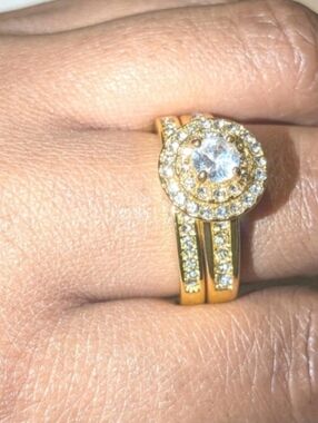 Womens 5ct Round Cut Lab Created Diamond Two piece Wedding Set Sz 9